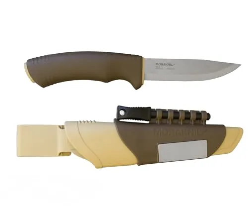 Morakniv BushCraft Survival Desert Jagdmesser - Taschenmesser mit glattem Edelstahl-Klingen und integriertem Feuerstarter, ideal für Outdoor-Abenteuer und Survival-Situationen.