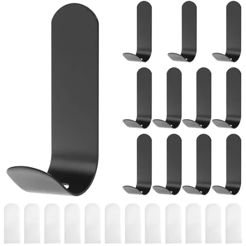 QWORK® 12 Stück Selbstklebende Haken, Metal Handtuchhaken Ohne Bohren, für Küche und Bad