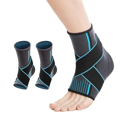 TOFBS 1 Paar Knöchelbandage, Einstellbar Sprunggelenkbandage, Fußbandage, Bandage Sprunggelenk, Fußgelenkbandage mit Klettverschluss für Damen & Herren Knöchelschmerzen (Blau)