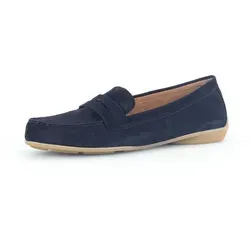 Gabor Mokassins Damen 31373533373036 - Bequeme Slipper in Dunkelblau - Halbschuhe aus hochwertigem Rauleder mit Gabor BestFitting für optimalen Tragekomfort und rutschhemmender Sohle – ideal für Alltag und Business.