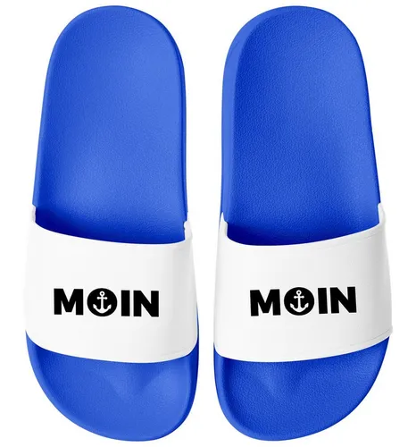 MoonWorks Badeschlappen Moin Aufdruck Anker Logo Badelatschen Unisex Herren Badesandale