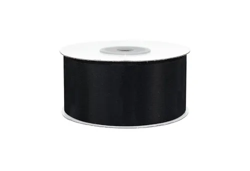 Creativery Satinband, Satinband 38mm x 25m Rolle Schwarz