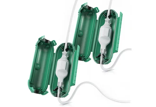 BEARWARE Wetterbeständige Kabelbox für Verlängerungskabel, 2-tlg - Kabelboxen für den Garten - Schützen Sie Ihre Kabel vor Nässe und Regen mit IP44 Schutz. Ideal für Elektrowerkzeuge und Weihnachtsbeleuchtung, robust und langlebig!