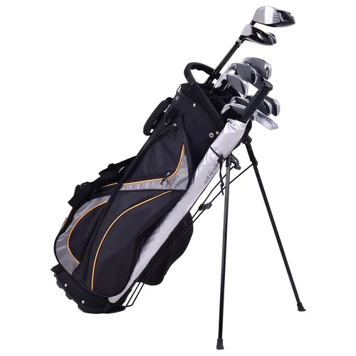 Golftasche Golfbag mit Tragegurt - Leicht und Wasserdicht - Golftasche für Herren in Schwarz, mit praktischem Standfuss, ideal für komfortables Tragen und optimalen Wetterschutz beim Golfspielen.