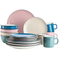 MÄSER Maila Vintage-Geschirr-Set für 4 Personen - Tafelservice im modernen Retro-Look aus bruchfestem Steinzeug, mikrowellen- und spülmaschinengeeignet, ideal für stilvolle Esstische.