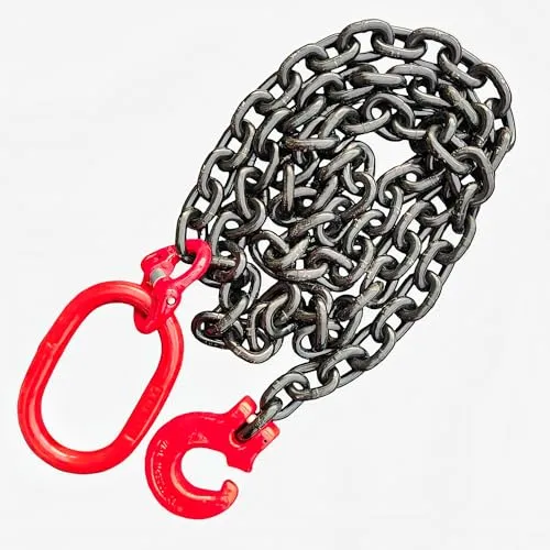 Forstkette Rückekette Chokerkette 8mm 4000daN Forsthaken Aufhängering Gütekl.:8 schwarz Kette nach EN818-2 hochfest und geprüft (2m FK3)