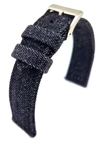 Fluco Jeans Uhrband Uhrenarmband Vegan Schwarz 22mm Made in Germany