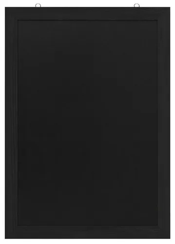 Kreidetafel Holzrahmen Europel 50x70cm schwarz - Werbeartikel mit elegantem Kiefernholzrahmen, ideal für kreative Präsentationen. Leicht zu reinigen und vielseitig im Hoch- oder Querformat einsetzbar.