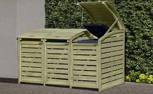 Holz Mülltonnenbox für 3 x Mülltonnen 240 Liter kdi