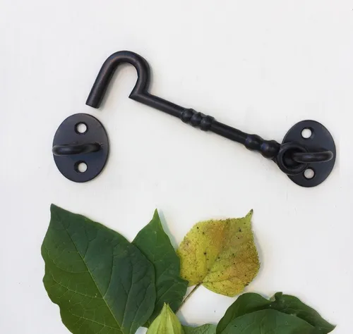 Stabiler Fallhaken, Tor Feststeller Feststell-Haken Windhaken mit Öse - 15,5 cm