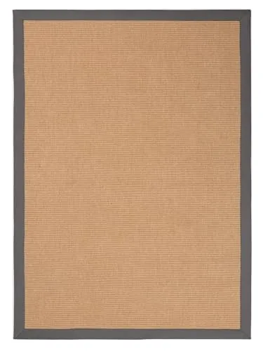 carpetfine Sisalteppich Grau 140x200 cm - Teppich aus 80% Jute und 20% Baumwolle, langlebig und pflegeleicht, ideal für Wohn- und Schlafzimmer sowie für Fußbodenheizung geeignet.