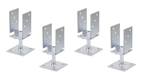 Alberts 214500 4er-Set U-Pfostenträger - Stütze, breitenverstellbar und zum Aufschrauben, ideal für stabile Konstruktionen und hohe Flexibilität in der Anwendung.
