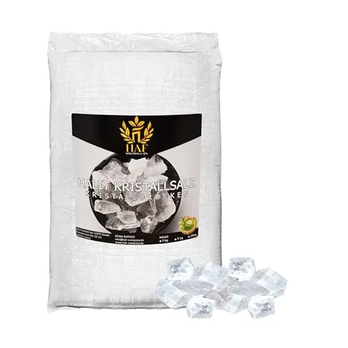 HAF Weiße Halit Salzbrocken 25 kg – Naturbelassenes Steinsalz - Naturbelassene weiße Halit Salzbrocken aus Pakistan, 2-5 cm groß. Ideal zur vielseitigen Verwendung in der Sauna, als Dekoration oder zur Herstellung von Sole. Verleihen Sie Ihrem Zuhause eine elegante Atmosphäre.