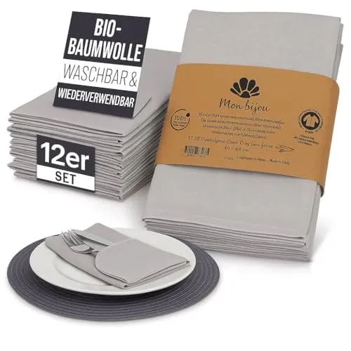 Stoffservietten Grau von Mon Bijou