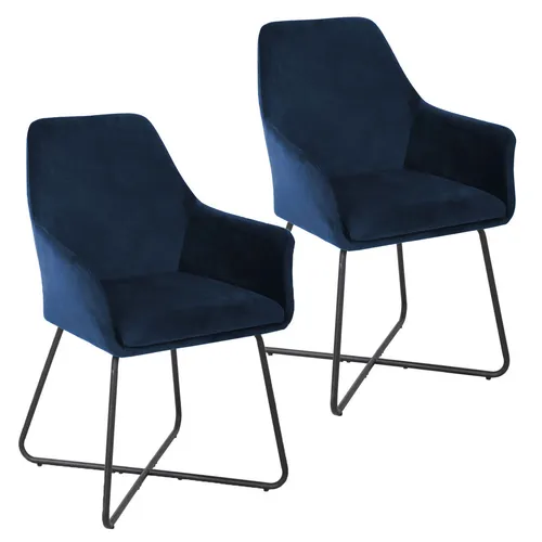 SVITA Esszimmersessel JOSIE DINING (Set, 2-St.) - Sessel im eleganten Samtbezug Dunkelblau, gepolstert mit Armlehnen für höchsten Sitzkomfort – ideal für stilvolle Esszimmer.