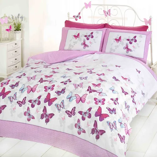 Schmetterling Flutter Einzel Bettbezug Set - Rosa Neu Bettwäsche Schmetterlinge