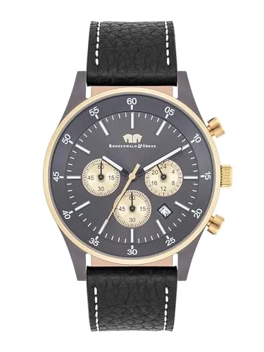Rhodenwald & Söhne Herren Uhr mit Japan Quarzwerk - Armbanduhren für Herren: Stilvolle, wasserdichte Uhr mit hochwertigem Bicolor-Edelstahl-Gehäuse und elegantem Echtleder-Armband für einen maskulinen Look.
