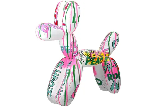 Casablanca by Gilde Tierfigur Hund Pallone H. 40 cm - Dekofigur in Form eines Ballonhundes, aus hochwertigem Kunstharz, mit glänzender Oberfläche und mehrfarbigem Design – ein kreatives Highlight für jeden Raum.