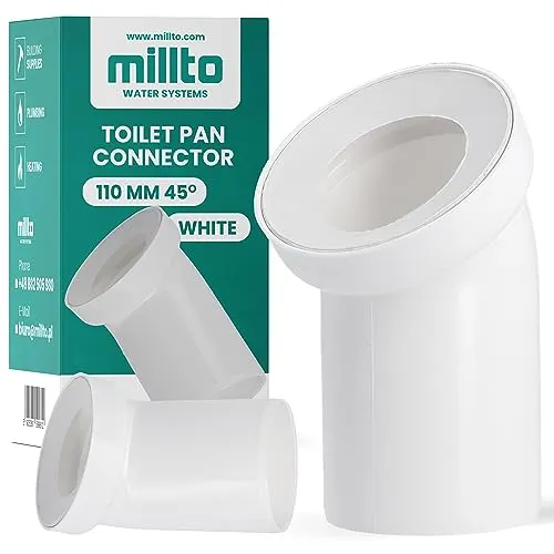 Millto™ WC-Anschlussbogen 110mm 45º Rohrbogen Abflussrohr Toilettenanschluss Toilettenbodenverbinder Polypropylen Abflusssystemen WC-Anschluss Weiß Verbindung für Toilette