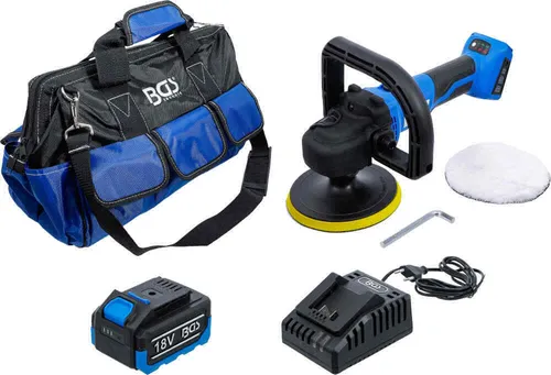 BGS-7395 Akku-Polier- und Schleifmaschinen-Satz - Schleifmaschinen, bürstenloser 18 V Akku-Satz mit Schnell-Ladegerät für effizientes und kabelloses Arbeiten.