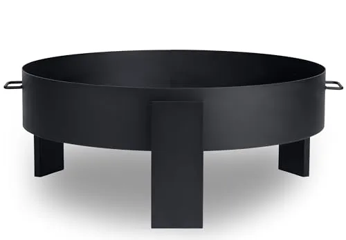 Berdsen Feuerschale 80 cm Feuerstelle Outdoor Feuerkorb Garten Rostfrei Stahl Pulverbeschichtet Schwarz