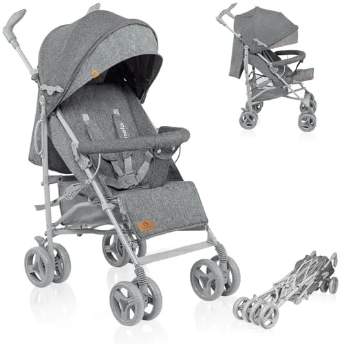 LIONELO Irma Kinderwagen bis 15 kg - Leichter Buggy mit Liegefunktion, ideal für Kinder bis 15 kg. Faltbar, große 6-Zoll-Räder und praktisches Zubehör wie Moskitonetz und Einkaufskorb.