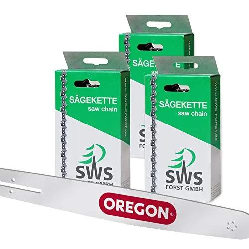 35cm Oregon Schwert Set mit 3 Sägeketten 3/8 50TG 1,3mm kompatibel mit Stihl MS210 021