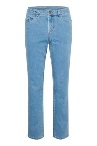 KAFFE Jeans KAvicky Damen Jeanshose - Straight mit Hohem Bund in Light Blue Washed Denim - Damen-Jeanshosen aus besserem Baumwollstoff, ideal für den Alltag, mit geradem Bein und hohem Bund für eine schmeichelhafte Passform.