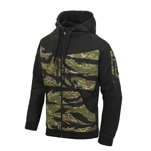 Helikon-Tex Rogue Hoodie (Fullzip) Black/Tiger Stripe - Urban Line Hoodie mit durchgehendem YKK-Reißverschluss. Verstellbare Kapuze, zahlreiche Taschen und elastische Ärmelbündchen bieten Funktionalität und Komfort für den täglichen Einsatz.