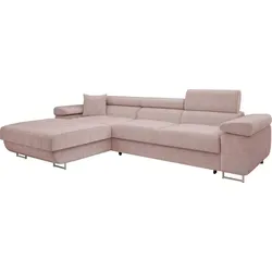 Mirjan24 Ecksofa Torezio Mini Cord mit Schlaffunktion in pink von Mirjan24