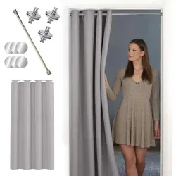 tinycurtains Türvorhang mit Stange in grau von tinycurtains
