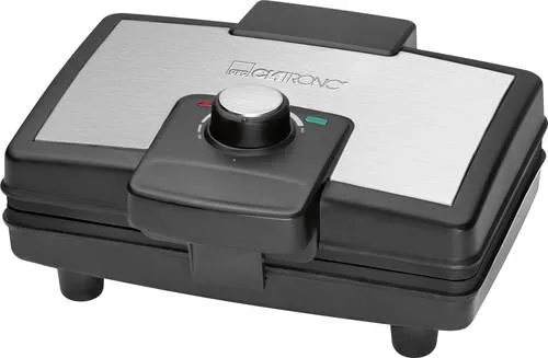 Clatronic Waffeleisen WA 3606 - 800 W, für 2 Belgische Waffeln, stufenloser Bräunungsgrad und platzsparende Standfunktion