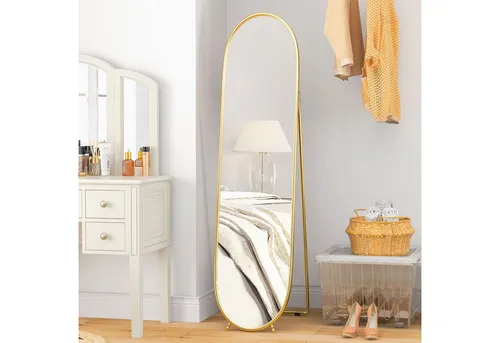 Homcom Ovaler Standspiegel in Gold, 160x40 cm in gold von HOMCOM