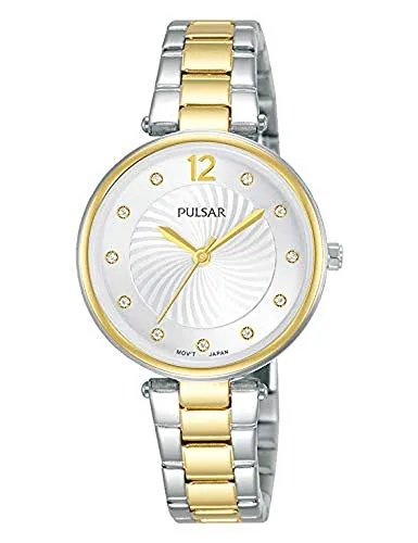 PULSAR Damen Analog Quarz Uhr PH8492X1 - Elegante Armbanduhr mit Goldauflage und Metallarmband, ideal für stilbewusste Damen, die Wert auf Qualität und Sicherheit legen.