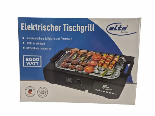 Elta Elektrischer Tischgrill 2000W, Balkongrill, Gartengrill