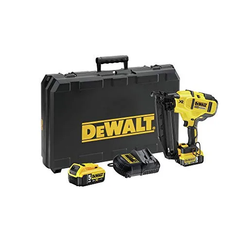 DeWalt DCN 660 P2 Akku Nagler 18 V - Tacker mit Brushless-Technologie, ideal für präzise Nagelarbeiten und ausgestattet mit 2x 5,0 Ah Akkus für maximale Flexibilität und Leistung.