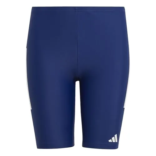 adidas Kinder 3-Stripes Swim Jammers, Dunkelblau/Weiß, 12-13 Jahre - Enganliegender Schnitt mit elastischem Bund und Kordelzug für optimalen Tragekomfort. Hergestellt aus recyceltem Material für nachhaltigen Spaß im Wasser.