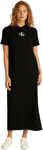 Calvin Klein Jeans Damen T-Shirt-Maxikleid S in schwarz von Calvin Klein