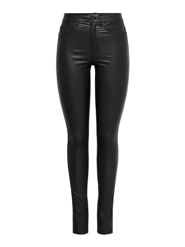 ONLY Female ONLROYAL Skinny Fit Kunstlederhosen - Damen-Jeanshosen in Skinny Fit mit hoher Taille, aus umweltfreundlichem LENZING ECOVERO Viskose für einen nachhaltigen Look und hohen Tragekomfort.