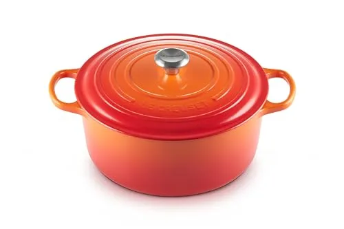 Le Creuset Signature Gusseisen-Bräter mit Deckel, Ø 30 cm, Rund, Für alle Herdarten und Induktion geeignet, Volumen: 8.1 l, 7,165 kg, Ofenrot, 21177300902430