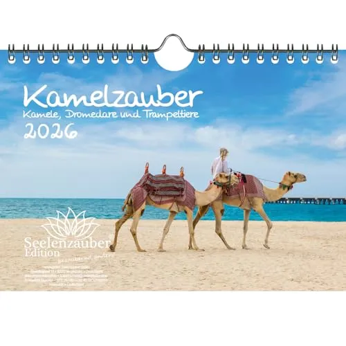 Tierzauber Kamele Dromedare Trampeltiere DIN A5 Wüste Afrika Kalender für 2026 - Seelenzauber