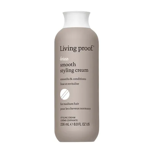 Living Proof No Frizz Smooth Styling Cream 236 ml - Haarstyling-Produkt mit 96 Stunden Frizz-Kontrolle und Hitzeschutz bis 450°F. Verleiht Geschmeidigkeit und Glanz, ideal für glattes, gewelltes oder lockiges Haar.