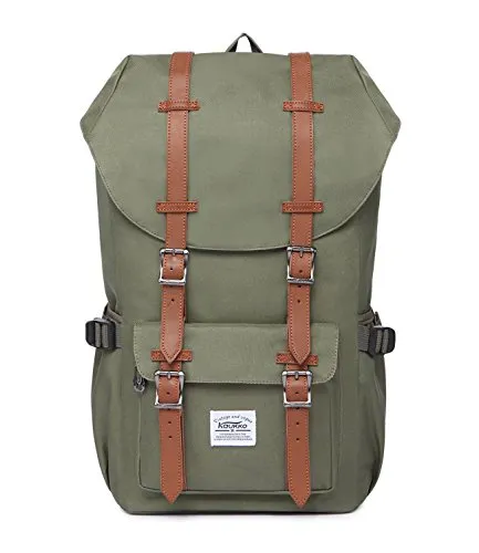 KAUKKO Rucksack Damen Herren Daypack mit Laptopfach für 15 Zoll Notebook (Grün)