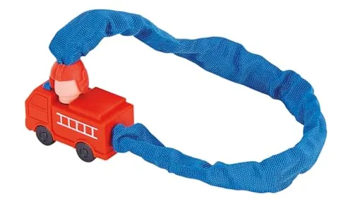 Prophete Kinder-Kettenschloss mit Feuerwehrverschluss - Fahrradschlösser mit Feuerwehrdesign, Sicherheitsstufe 2 und Textilummantelung für Kratzschutz – ideal für kleine Radfahrer!
