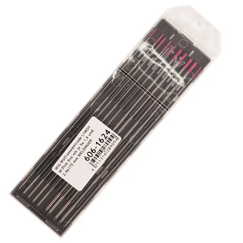 Produktbild WIG-Wolframelektrode WX-Pink in Box mit je 5x 1,6 und 2,4 x 175 mm von WELDINGER