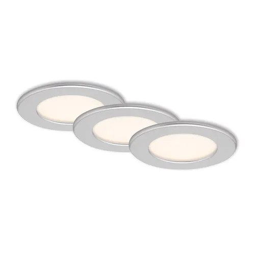 Briloner LED Einbauleuchte Chrom matt rund Ø11,5cm IP44 6W Warmweiß 3000K 3 x