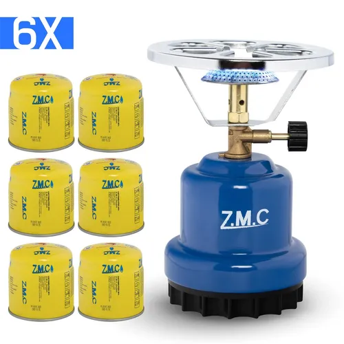 ZMC Gaskocher 1-flammig mit 6 Gaskartuschen