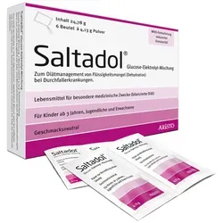 Saltadol Glucose Elektrolyt Mischung 6 St - Effektive Unterstützung bei Dehydration - Arzneimittel zur Behandlung von Flüssigkeitsmangel bei Durchfallerkrankungen. Ideal für Kinder ab 3 Jahren und Erwachsene, optimiert nach WHO-Formulierung.