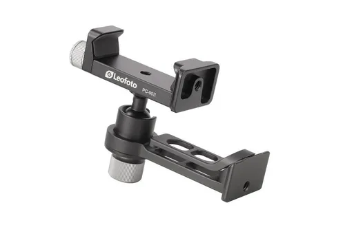 LEOFOTO Standfuß PS-1 mit Kugelgelenk und Smartphone-Halterung PC-90II - Foto- & Video-Zubehör, super solide Handy-Klemme mit verstellbarer Breite von 56–90 mm, ideal für stabile Aufnahmen.