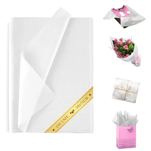 Premium-weißes Seidenpapier (Packung 250) 50 x 75 cm